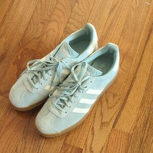 Adidas Women's Gazelle Bold Light Blue and White Sneakers 11